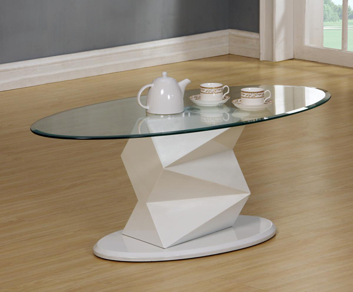 Rowley White/Black High Gloss Glass Top Coffee Table - Click Image to Close
